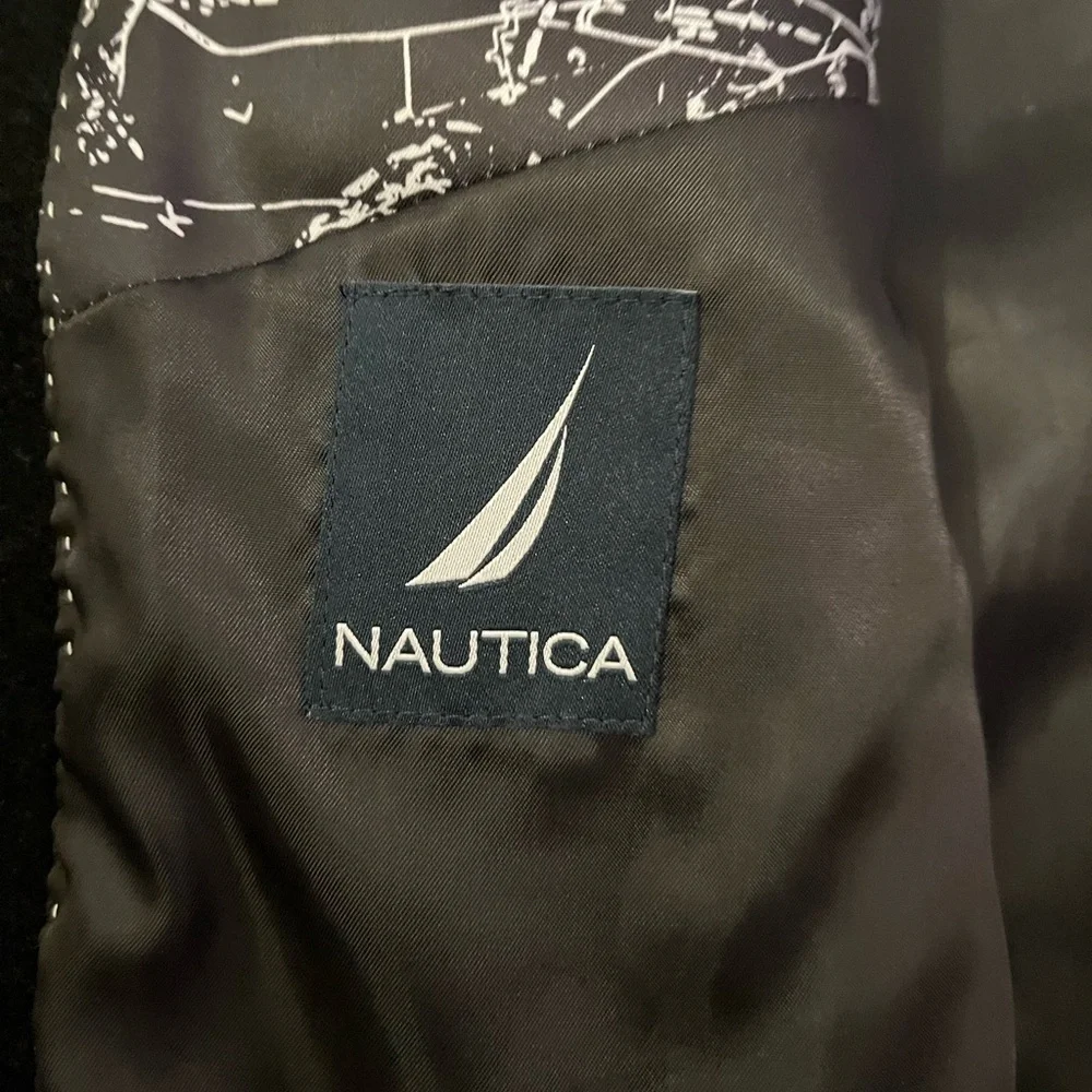 Nautica Black Overcoat Coat Jacket L42 - Picture 4 of 5